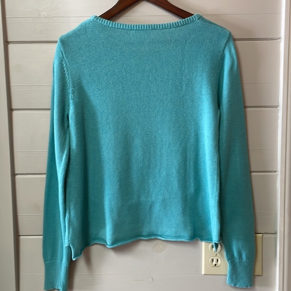 Sundance Sweater Women’s Blue Green Pullover Open-Knit Crochet Boho Size M. - Picture 4 of 7